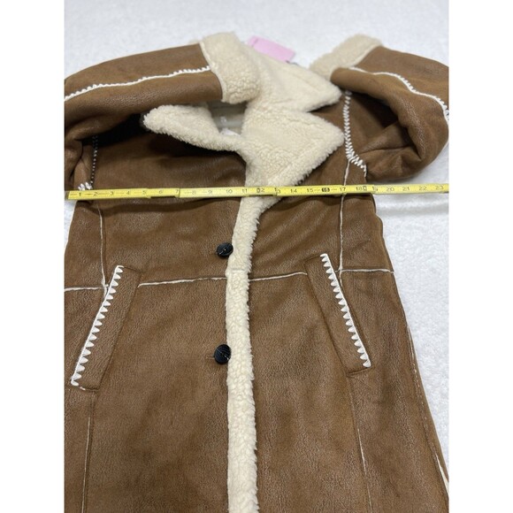 Avec Les Filles Anthropologie Coat Women Brown Faux Shearling Retro Size XS NWT - Picture 4 of 13